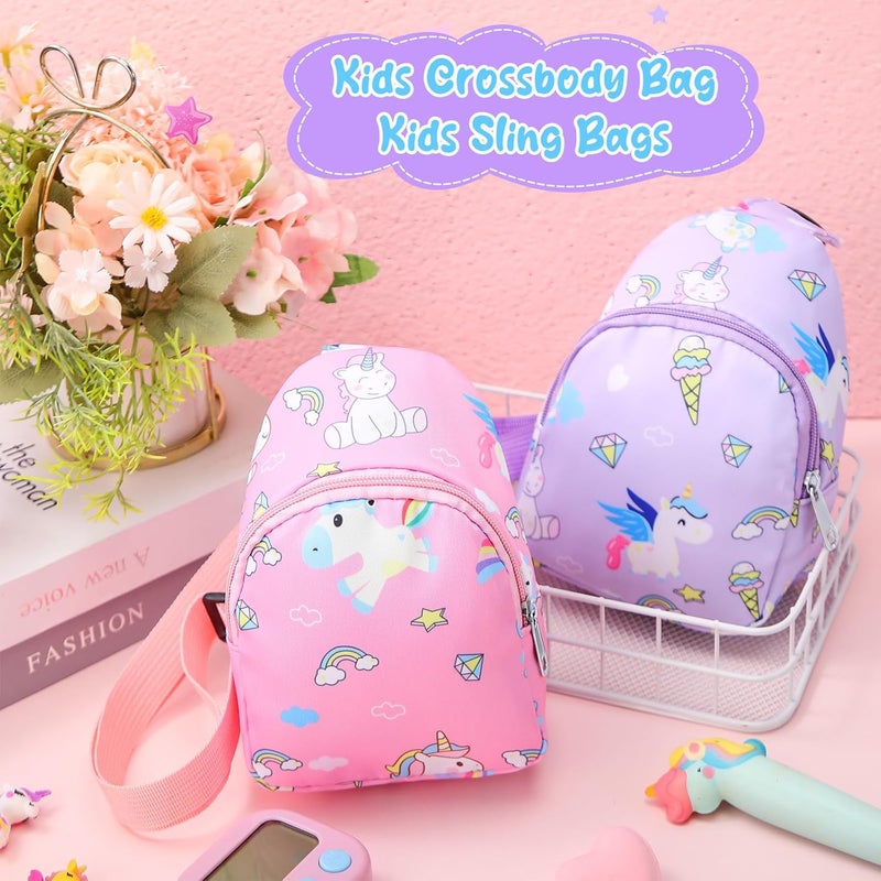 Cosblank 2 Pcs Christmas Small Crossbody Bag Girls Cute Cartoon Unicorn Sling Bag Shoulder Coin Pouch for Travel(Classic) - Image 3